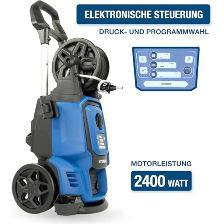 Hyundai Hochdruckreiniger HPW2400CRE, 2400W, max. 195 bar, EL.-Control, 10m Schlauch, rotierende Turbodüse, Seifenflasche – Bild 3