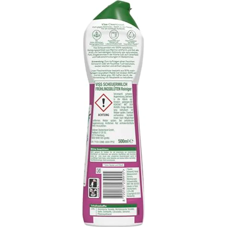 Viss Cleanboost Scheuer-Milch Frühlingsblüten 500ml (1er Pack) Allzweckreiniger – Bild 2