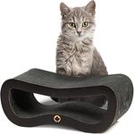 CanadianCat Company | Kratzbrett Orbit SMALL | Black Edition | Kratzmöbel für Katzen in schwarz | Kratzpappe + Katzenminze | ca. 45 x 18 x 23 cm