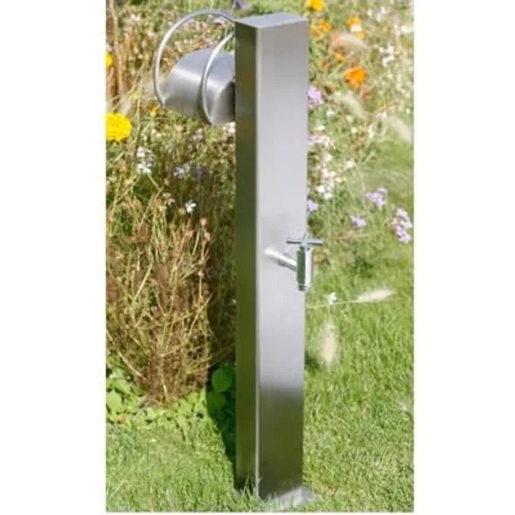 Ideal Eichenwald Gartendusche Modell 71 Typ K, Edelstahl Wasserzapfsäule Ø 120x80 mm mit Schlauchhalter