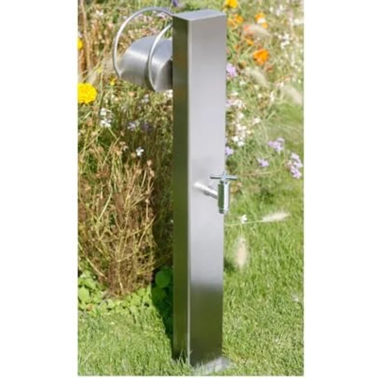 Ideal Eichenwald Gartendusche Modell 71 Typ K, Edelstahl Wasserzapfsäule Ø 120x80 mm mit Schlauchhalter – Bild 1