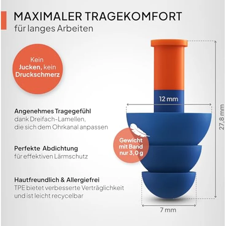 Senner Gehörschutzstöpsel WorkPro Strong, Premium Ohrstöpsel mit SNR 34 dB, 3 extra Paaren und Nylonschnur für Arbeitsplatzsicherheit – Bild 5