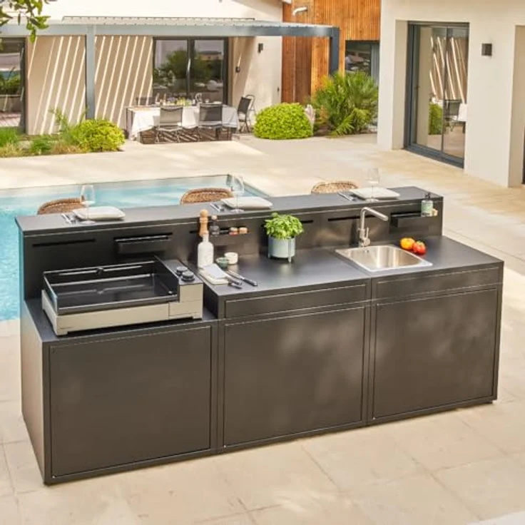 Forge Adour Premium G60 A, Gasgrill mit 5300 W, 2 Brenner, emaillierte Gusseisenplatte, 58,5 x 40,5 cm, für 10 Personen, Butan/Propan – Bild 5