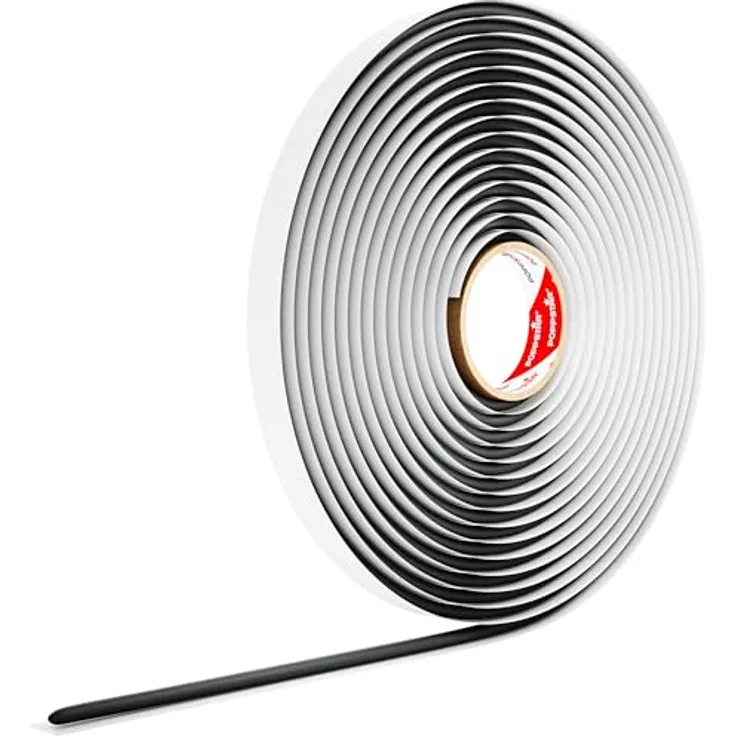 Poppstar Butylrundschnur Klebeband (10 m x 10 mm) Dichtband selbstklebend, rund, Farbe schwarz