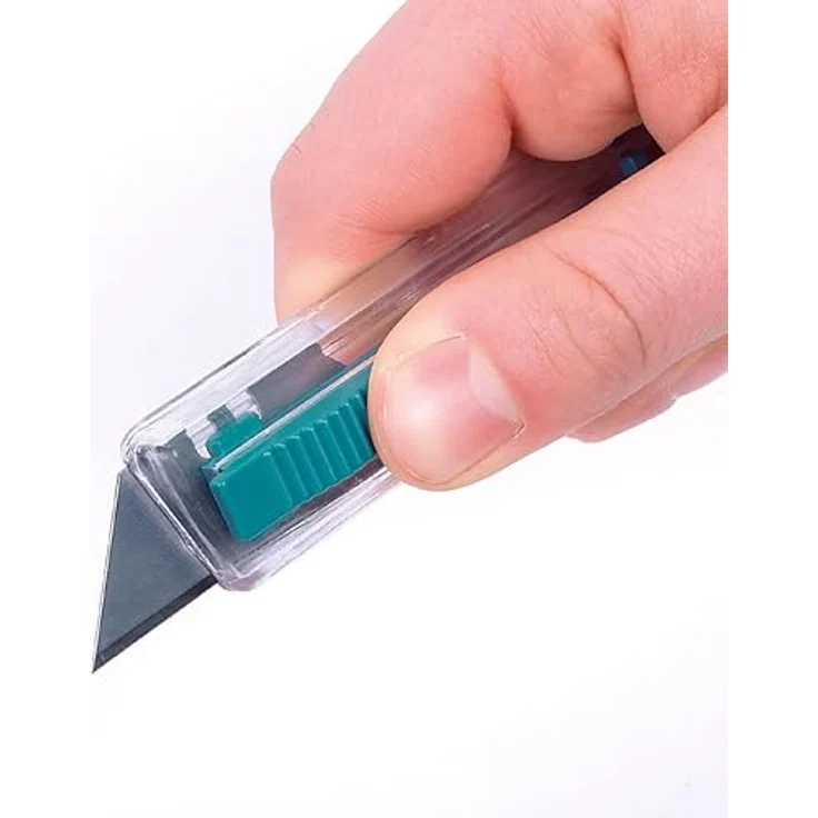 Wolfcraft 4135000 1 Sicherheitsmesser aus Kunststoff mit einziehbarer Klinge, inkl. einer Trapezklinge – Bild 4