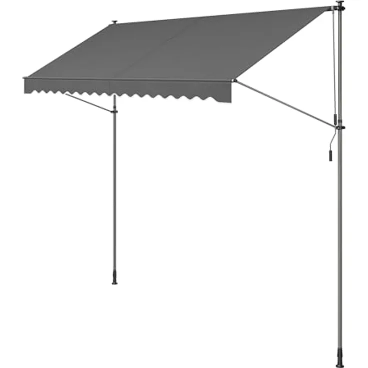 SONGMICS Klemmmarkise, höhenverstellbar, mit Handkurbel, Sonnenschutz, 350 x 120 cm, anthrazit