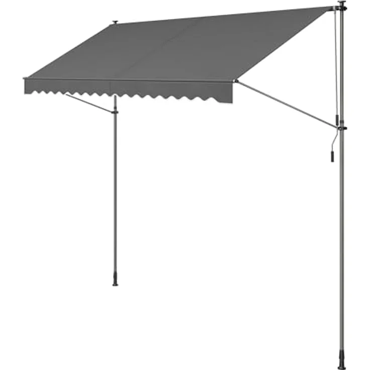 SONGMICS Klemmmarkise, höhenverstellbar, mit Handkurbel, Sonnenschutz, 350 x 120 cm, anthrazit – Bild 1