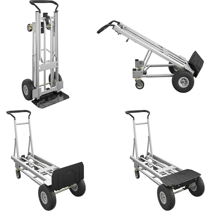 COSCO Sackkarre 4in1, multifunktionale Transportkarre bis 450 kg, robuster Aluminiumrahmen, leichtgängige PU-Vollmaterial-Räder, ideal für Baustelle und Garten