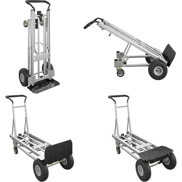 COSCO Sackkarre 4in1, multifunktionale Transportkarre bis 450 kg, robuster Aluminiumrahmen, leichtgängige PU-Vollmaterial-Räder, ideal für Baustelle und Garten