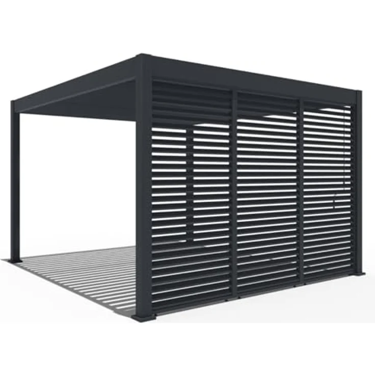 Weide Pavillonseitenteil Anthrazit-Aluminium Lamellenwand, drehbare Lamellen, 93 cm, 35 Lamellen für Weide Pergola – Bild 4