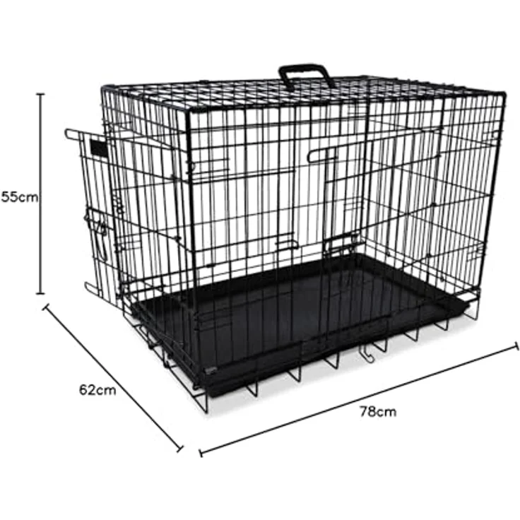 Nobby Tiertransportbox, faltbarer Transportkäfig für Hunde, schwarz, mit herausnehmbarer Kunststoffwanne zur einfachen Reinigung – Bild 2