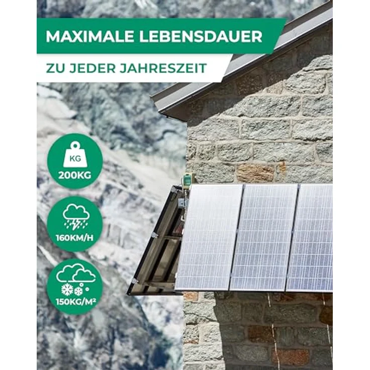 Smabix Solarpanel Halterung, 118 cm, 0-90 Grad verstellbar, inkl. Schrauben und Montage Anleitung, Aluminium Balkonkraftwerk Halterung - Silber – Bild 4