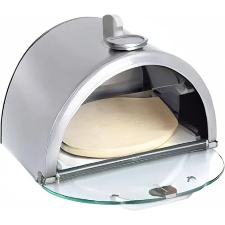 Allgrill Pizzaboxx rund Edelstahl Pizzaaufsatz mit Temperaturanzeige und Pizzastein, Ø 26 cm für Gasgrills mit Seitenkochfeld – Bild 5