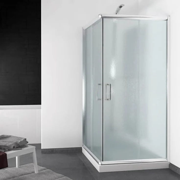 Eckeinstieg Duschkabine Quadratisch 80x80 H185 Satiniert 6mm Glas Mod. Alabama – Bild 5