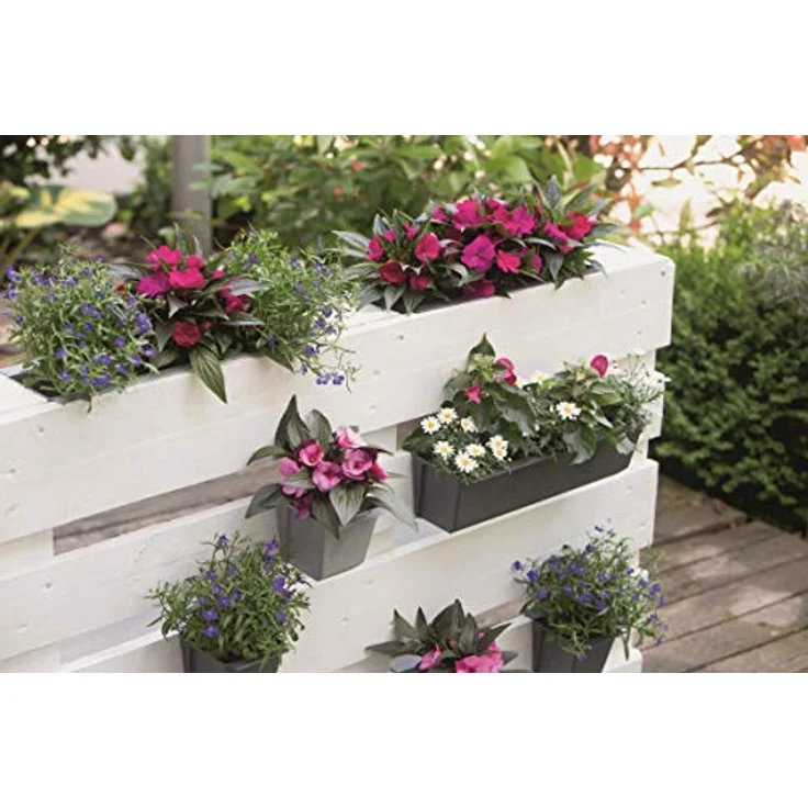 Geli Easy Pflanzgef?? f?r Europaletten Pflanztopf Anthrazit Blumentopf Blumenk?Bel Pflanztopf (18x14 cm) – Bild 2