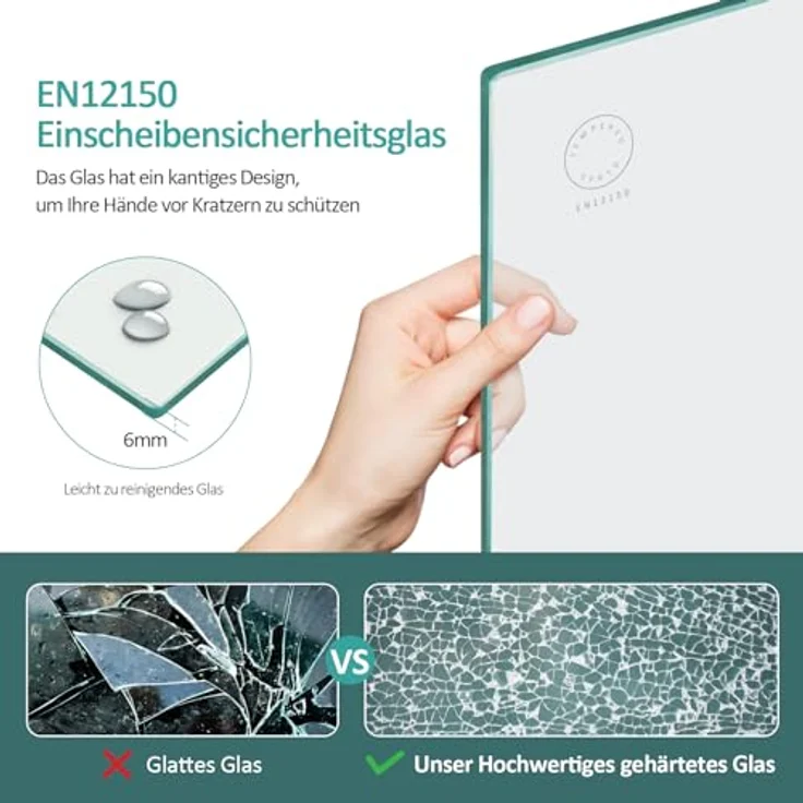 EMKE Duschwand für Badewanne, faltbar, 80 x 140 cm, matt schwarz, rahmenlos, 4 mm Hebefunktion, 6 mm ESG-Glas mit Nanobeschichtung – Bild 3