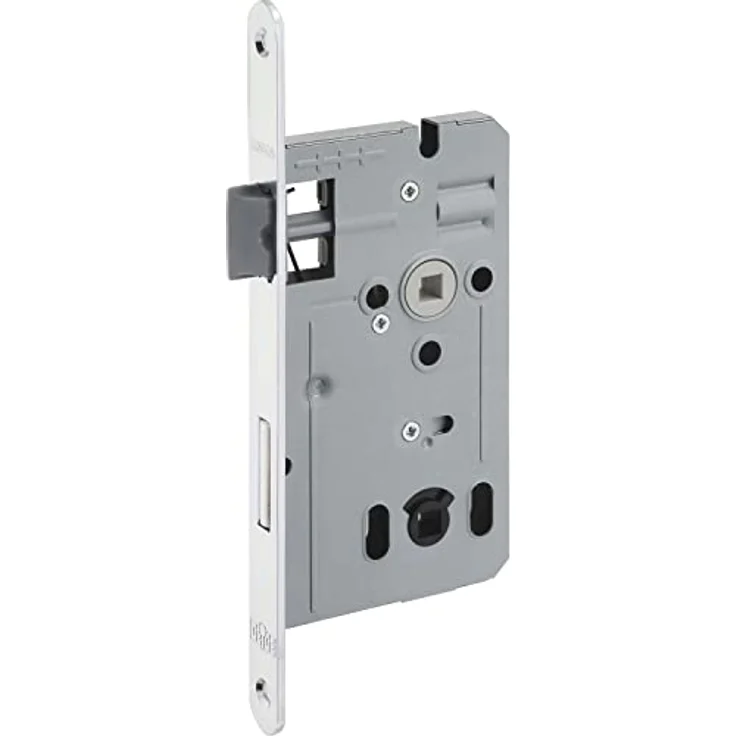 Dormakaba Einsteckschloss ergo WC, Dornmaß 55 mm, verzinkter Stahl silberfärbig, 8 mm Nuss, Lochmittelabstand 38 mm – Bild 1