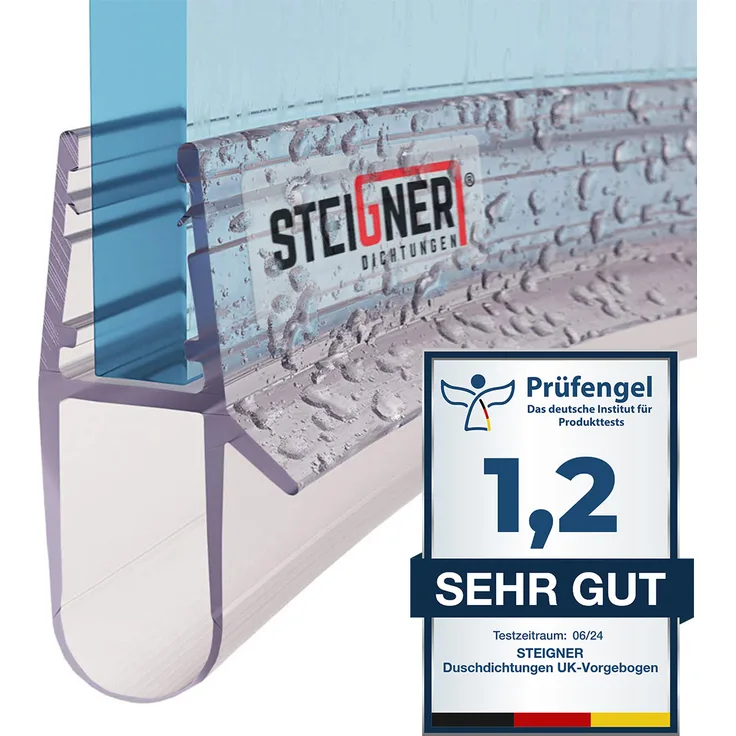 STEIGNER Duschdichtung UK17, 30cm, vorgebogene PVC Ersatzdichtung für Runddusche, transparent, geeignet für Glasstärken 5/6/7/8 mm