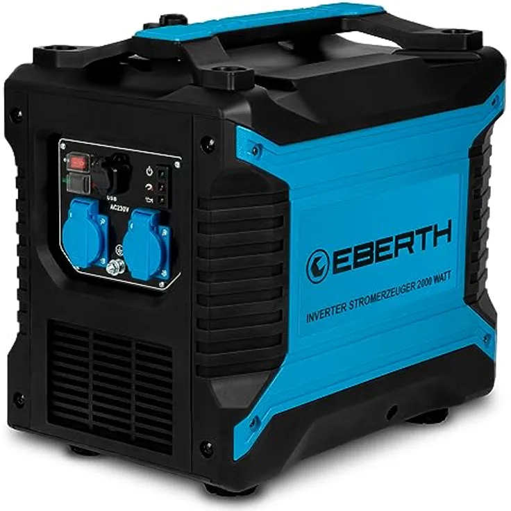 EBERTH GG1-IS2000, 2000 Watt Inverter Stromerzeuger mit 2x 230V und 2x USB, leise und mobil