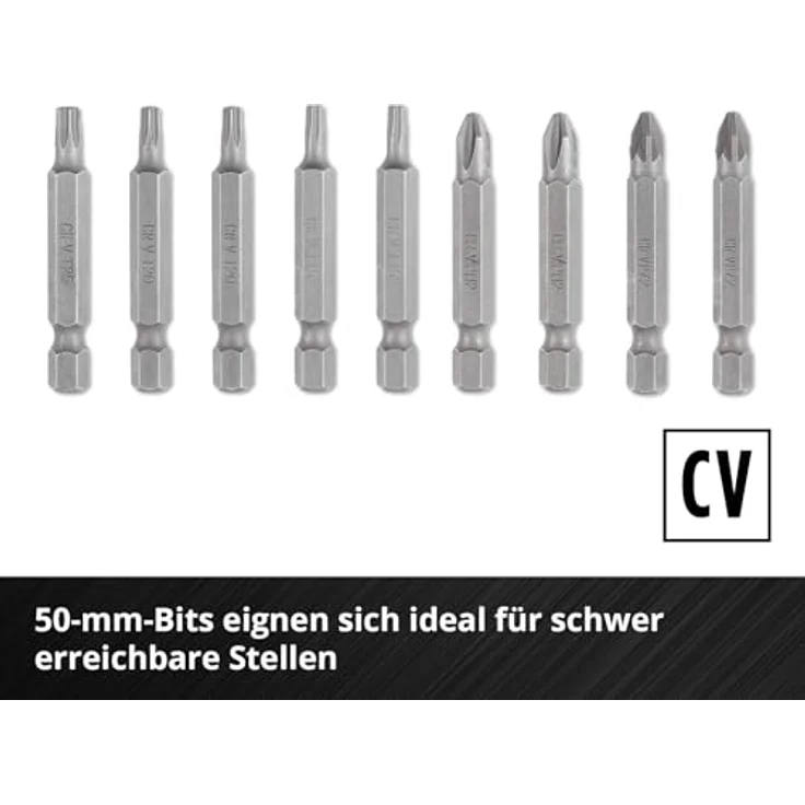 Einhell S-Case Bit-Set 28-tlg., mit 15 Bits 25 mm und 9 Bits 50 mm aus Chrom Vanadium Stahl, inklusive 3 Hexagonal-Stecknüssen und Schnellwechselbithalter – Bild 6