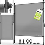 tillvex Klemmmarkise Senkrechtmarkise mit Handkurbel für Balkon ohne Bohren (Blickdicht & Wetterfest)