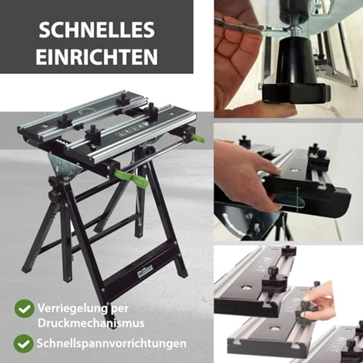 Profi Werkbank Premium klappbar höhenverstellbar Metall Werktisch Alu Spanntisch – Bild 7