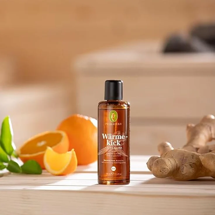 Primavera Aroma Sauna Wärmekick Bio Saunaaufguss, aktivierender Ingwer-Orangen-Duft für wohltuende Entspannung – Bild 5