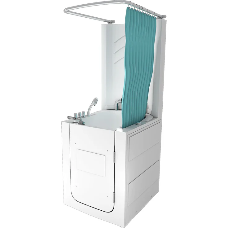 AcquaVapore Komplettdusche Seniorendusche Sitzwanne mit Tür S10D-TH-WP 80x90, inklusive Duschwanne, Schnelle Reinigung, Nackenstütze, Überlauf Abfluss, Extra Tief, Weiß