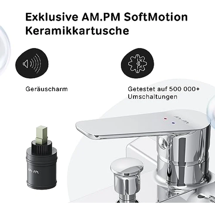 AM.PM FTA10000 Hit Einhebel-Wannenarmatur, Chrom, mit 35 mm Soft Motion-Keramikkartusche und automatischer Umstellung zwischen Brause und Wannenauslauf – Bild 5