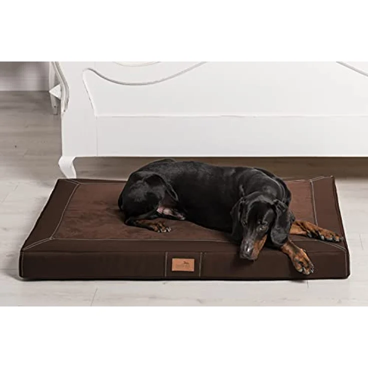 tierlando® Oscar VIP Ortho Hundematratze Kunstleder Velours Orthopädisches Hundebett VISCO Größe: OS4 100cm | Farbe: AL-01 braun – Bild 2