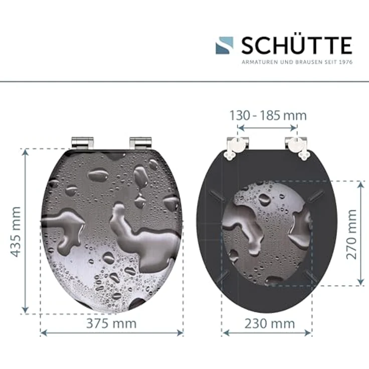 Schütte MDF WC-Sitz Grey Steel, mit Absenkautomatik und hygienischer Oberfläche, universale Form für handelsübliche WCs – Bild 2