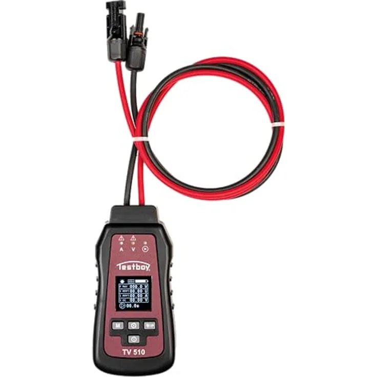 Testboy TV 510 Solar Panel Tester für Photovoltaik, Solarmodul Multimeter mit OLED Display, Mehrfachschutz, 5 - 800W Leistung, 12 - 60V Spannung, 0 - 30A Strom (inkl. Tasche und MC4 Entriegelungswerkzeug)