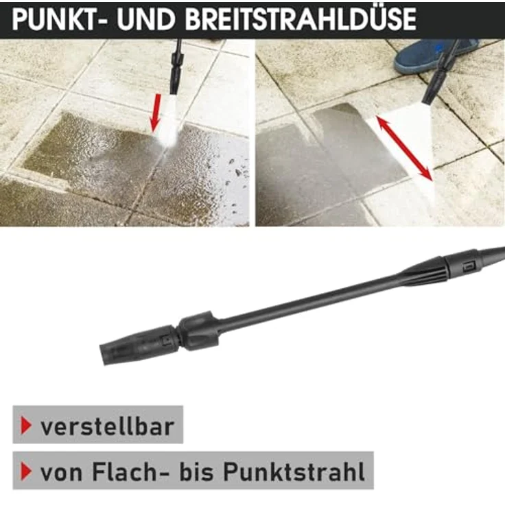 BRAST Hochdruckreiniger Elektro Power 2200W, 165 bar, 468 l/h Fördermenge, inkl. 11-tlg. Zubehörset, mobiler Flächenreiniger, 10m Hochdruckschlauch mit Schlauchtrommel – Bild 8