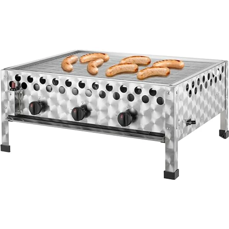 tepro Gasgrill Wurstbräter, 3 Edelstahl-Brenner je circa 4 kW, Grillfläche 56,5 x 46,5 cm, Edelstahl-Gehäuse, mobil - tepro Gasgrill Wurstbräter mit Grillrost, 3 Edelstahl-Brenner je circa 4 kW, Grillfläche circa 56,5 x 46,5 cm, Maße circa 66 x 56 x 28,2 cm – Bild 5