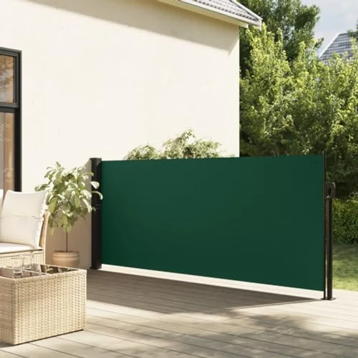 vidaXL Seitenmarkise, Sichtschutz Ausziehbar, Windschutz Sonnenschutz für Garten Balkon Terrasse, Seitenrollo Seitenwandmarkise, Dunkelgrün 120x600cm – Bild 2