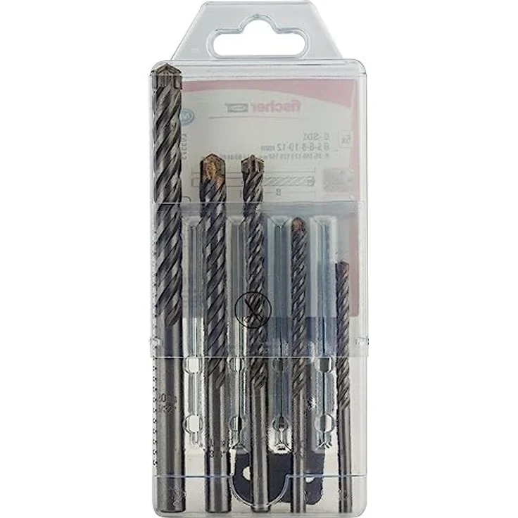 fischer Steinbohrer Set D-SDX, 5-teilig, Durchmesser 5 - 12 mm, Aufsätze für Schlag- und Drehbohren, hochwertiges Werkzeug für Stein und Mauerwerk – Bild 2