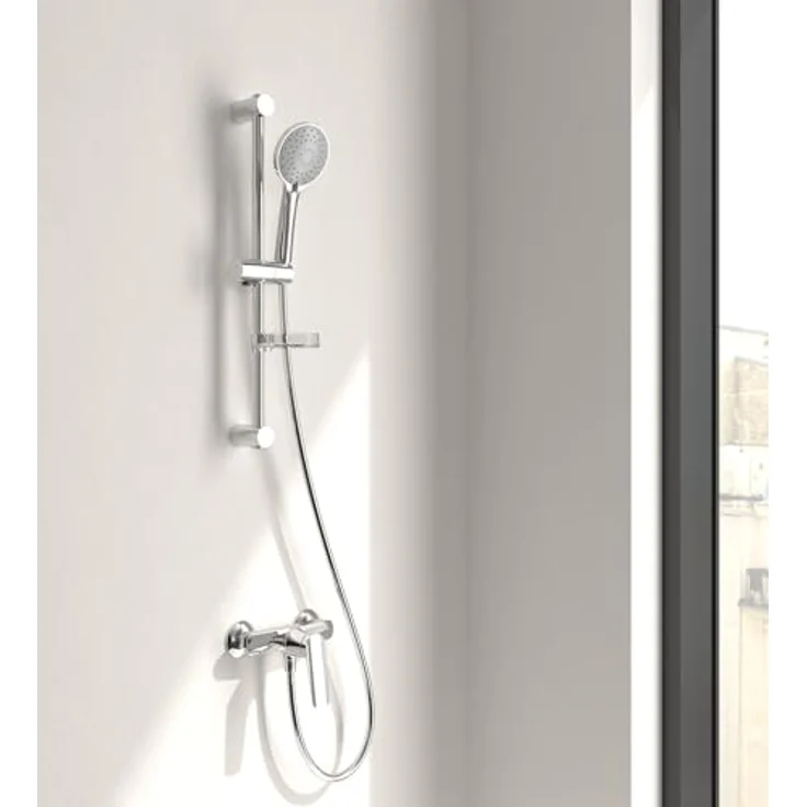 Villeroy & Boch Oasis Duscharmatur, Einhebel-Duscharmatur mit Rückflussschutz und Keramikkartusche, wassersparend mit AirPlus, Chrom – Bild 3