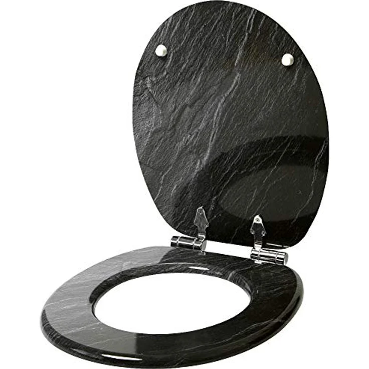 Sanilo WC Sitz Granit, stabiler Toilettendeckel aus bruchfestem Holz mit antibakterieller Oberfläche – Bild 4
