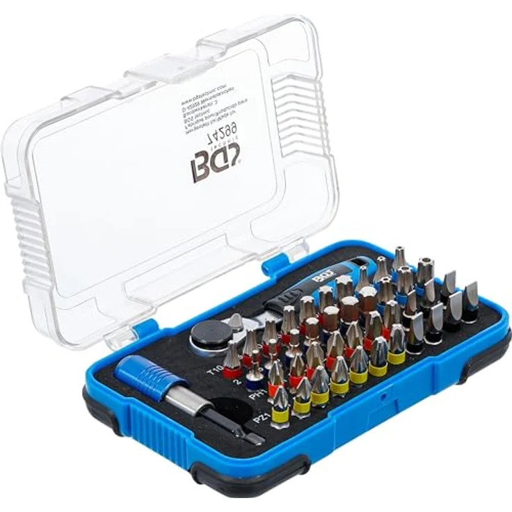 BGS technic Bit-Set Color-Bit-Satz, 43-teilig mit 1/4" Bit-Knarre und ergonomischem Griff, Farbleitsystem – Bild 1