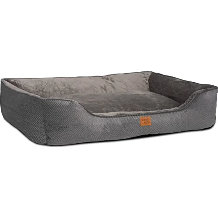 ib style® Happy Milo Hundebett | Körbchen für Hunde & Katzen | mit Reißverschluss | Größe: L | Grau – Bild 3