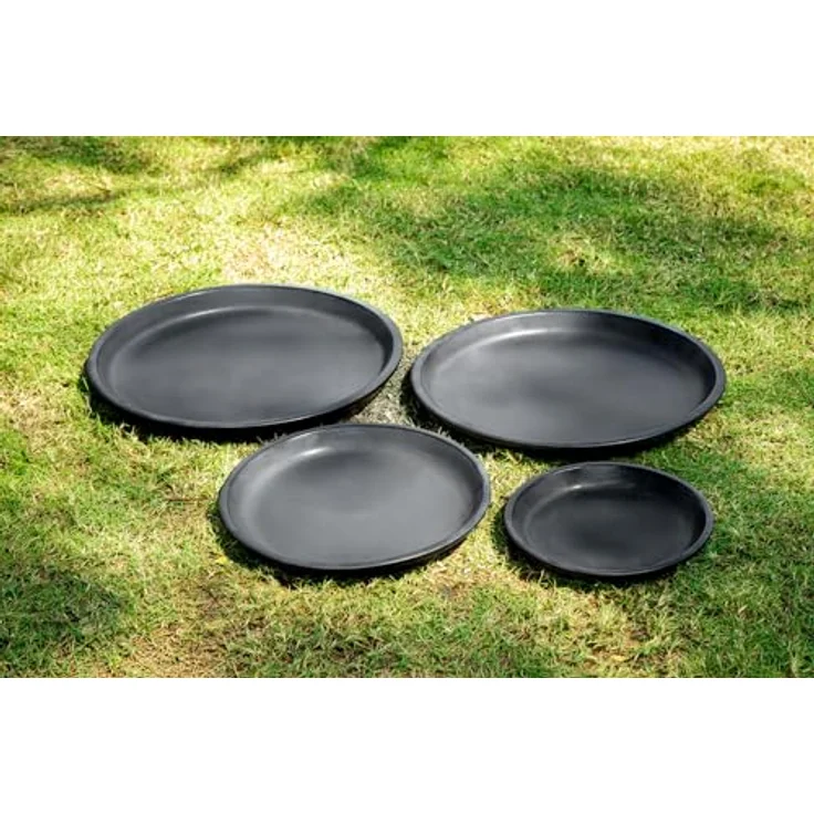Teramico Vogeltränke/Teller für Pflanzgefäße, frostfester Untersetzer aus glasiertem Steinzeug, 32 cm, Anthrazit, handgefertigt, perfekte Drainage – Bild 5