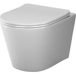 Spülrandloses Wand-Hänge-WC mit SoftClose-Toilettensitz - Wand-WC Hängend ohne Spülrand, AquaSpin Hänge-Toilette Spülrandlos aus Keramik, Toilette für Gäste-WC, AM.PM Spike CPA1900SC, Weiß