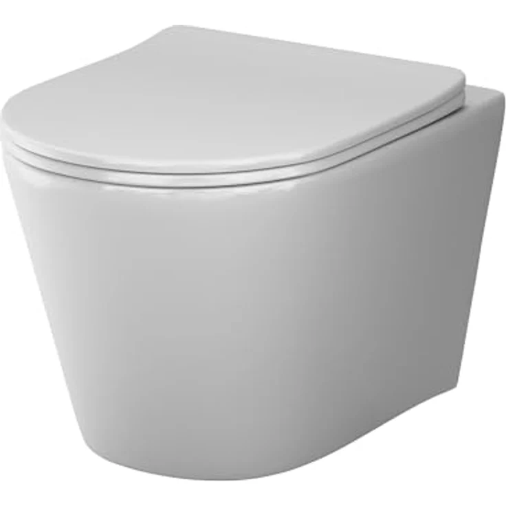 Spülrandloses Wand-Hänge-WC mit SoftClose-Toilettensitz - Wand-WC Hängend ohne Spülrand, AquaSpin Hänge-Toilette Spülrandlos aus Keramik, Toilette für Gäste-WC, AM.PM Spike CPA1900SC, Weiß – Bild 1
