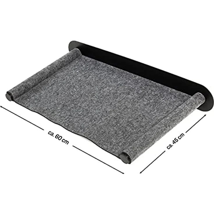 CanadianCat Company | Katzenhängematte aus Filz mit Wandmontage | ca. 65 x 35 x 10 cm | Anthrazit | Kletterwand Liegemulde Wandliege Katzenbett aus Filz – Bild 4