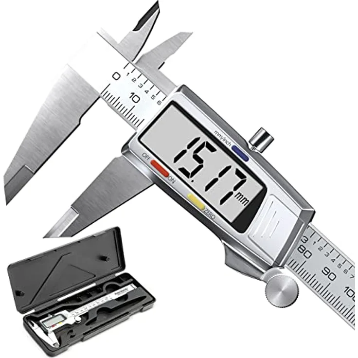 Monzana Messschieber Digital Edelstahl 150mm LCD Display Aufbewahrungsbox Ersatzbatterie Schieblehre Messlehre