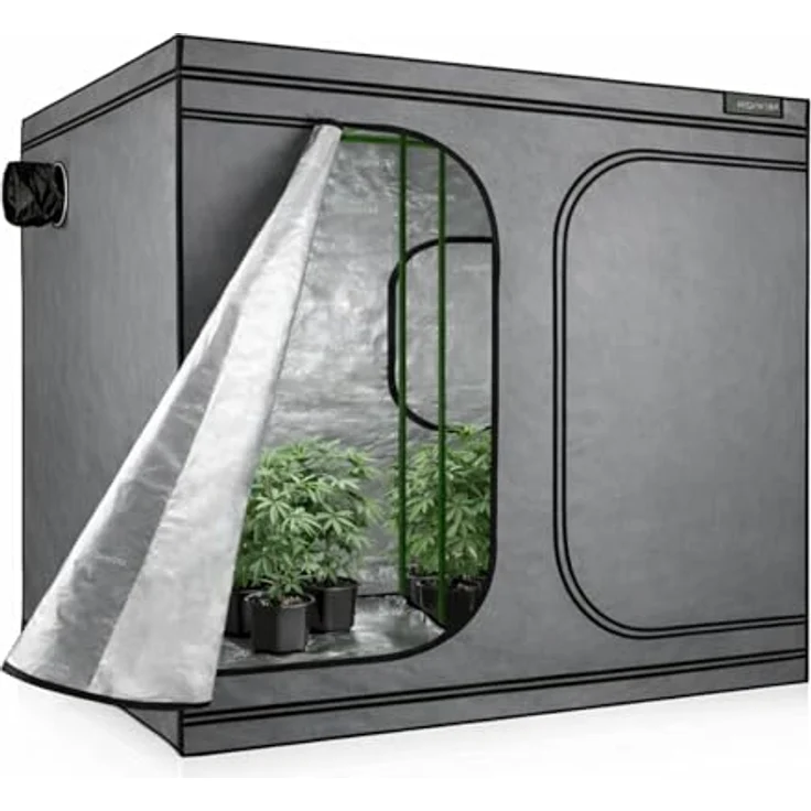HIGHWERK Growzelt "MyHomeGrow" 240 x 120 x 200 cm, graues Indoor Zuchtzelt mit 99,9% Lichtundurchlässigkeit und 95% Lichtreflektion – Bild 3