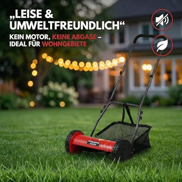 Stahlmann Benzinrasenmäher Spindelmäher RoyalCut - Manueller Rasenmäher mit 30 cm Schnittbreite, 27 Liter Fangkorb, 4-stufige Schnitthöheneinstellung – Bild 6