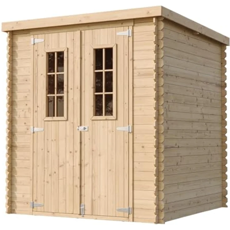 TIMBELA Gartenhaus Holz - Geräteschuppen B204xL204xH202 cm, 3.53 m2, Wasserfestes Dach, Fahrrad Schuppen – Bild 3