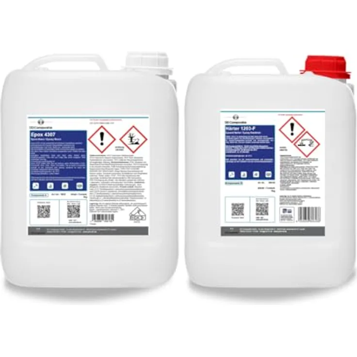 DD Composite Epox 4307 + Härter 1203-F, 5kg Epoxidharz-Set für Beschichtungen und Klebeanwendungen, lösemittelfrei, hohe Chemikalienbeständigkeit