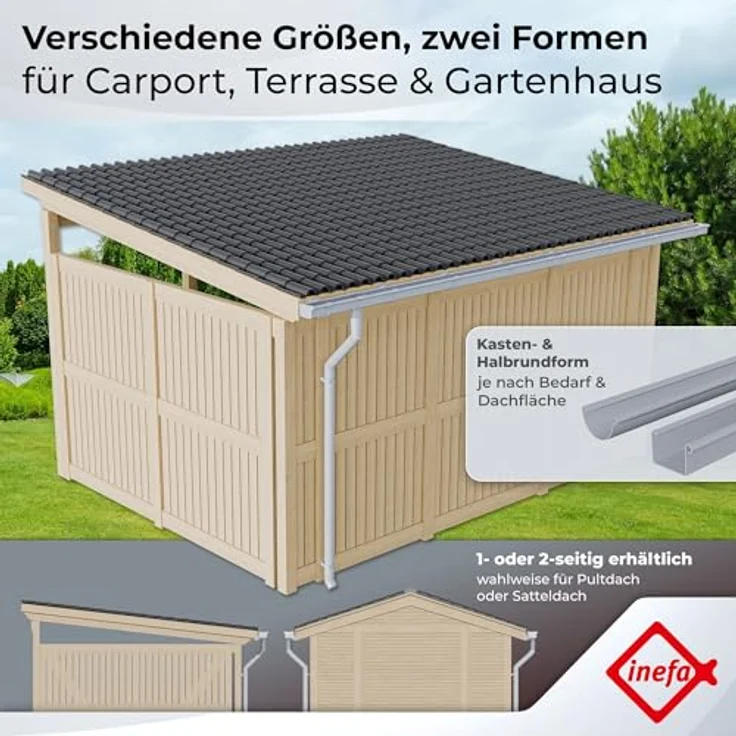 INEFA Dachrinnen Set PVC 3m NW 68 Kastenrinne braun, Witterungs- und UV-beständig, Made in Germany – Bild 3
